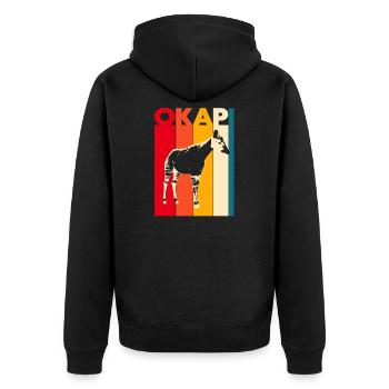 Okapi - Unisex Premium Bio Zip Hoodie - Schwarz - Hinten - Nico (187cm)