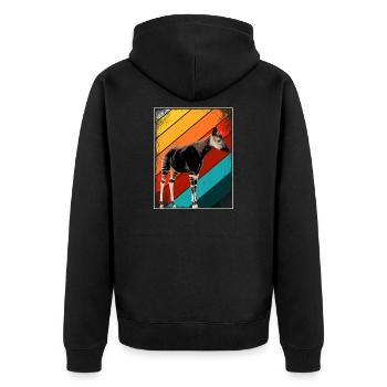 Okapi Retro Gift - Unisex Premium Organic Zip Hoodie - black - Back - Nico (187cm)
