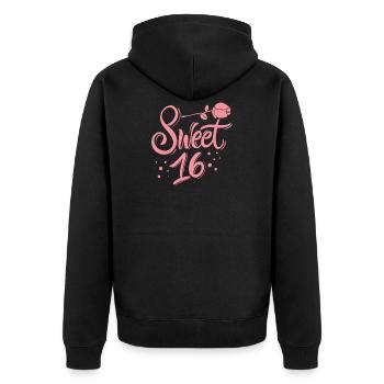 Sweet 16e anniversaire - Veste à capuche bio Premium Unisexe - noir - Dos - Nico (187cm)