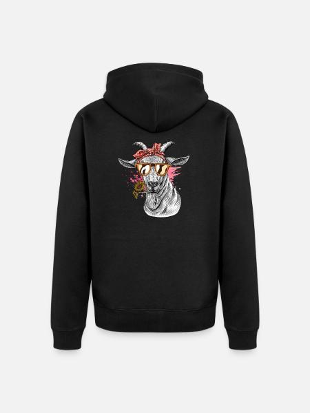 Cool Goat - Unisex Premium Organic Zip Hoodie - black