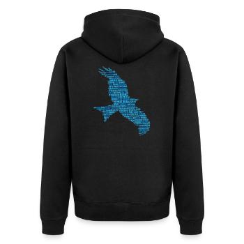 Wanderfalke Geschenk - Unisex Premium Bio Zip Hoodie - Schwarz - Hinten - Nico (187cm)