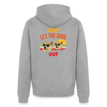 Dogecoin - Who let the doge out - Unisex Premium Organic Zip Hoodie - heather grey - Back - Nico (187cm)