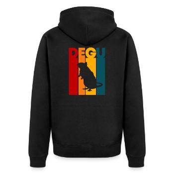 Degu Geschenk - Unisex Premium Bio Zip Hoodie - Schwarz - Hinten - Nico (187cm)