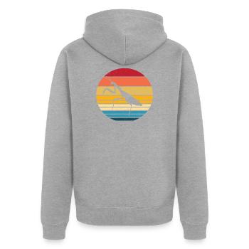 Gottesanbeterin - Unisex Premium Bio Zip Hoodie - Grau meliert - Hinten - Nico (187cm)