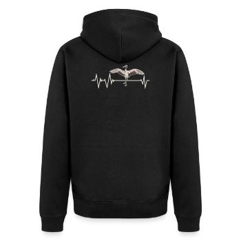 Crane Bird Heartbeat - Unisex Premium Organic Zip Hoodie - black - Back - Nico (187cm)
