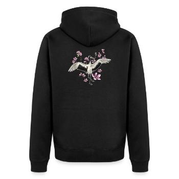 crane - Unisex Premium Organic Zip Hoodie - black - Back - Nico (187cm)