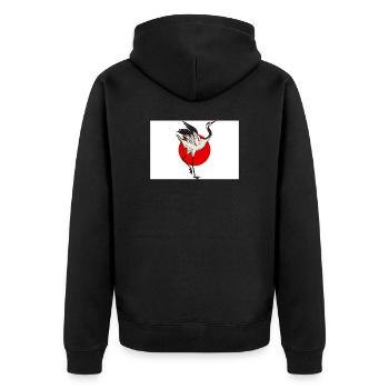 Crane Japan - Unisex Premium Organic Zip Hoodie - black - Back - Nico (187cm)