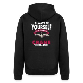 Kranich - Unisex Premium Bio Zip Hoodie - Schwarz - Hinten - Nico (187cm)