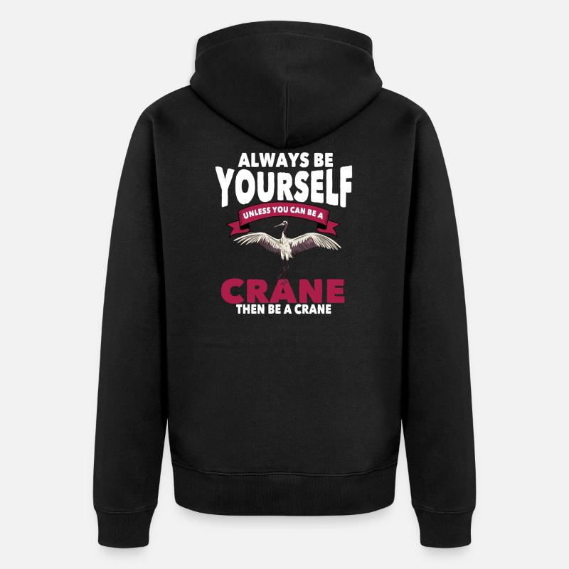 Kranich - Unisex Premium Bio Zip Hoodie - Schwarz