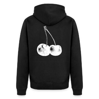 Kirsche Frucht gesund healthy - Unisex Premium Bio Zip Hoodie - Schwarz - Hinten - Nico (187cm)