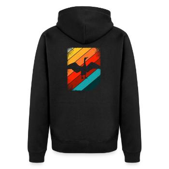 Kormoran Retro Silhouette - Unisex Premium Bio Zip Hoodie - Schwarz - Hinten - Nico (187cm)