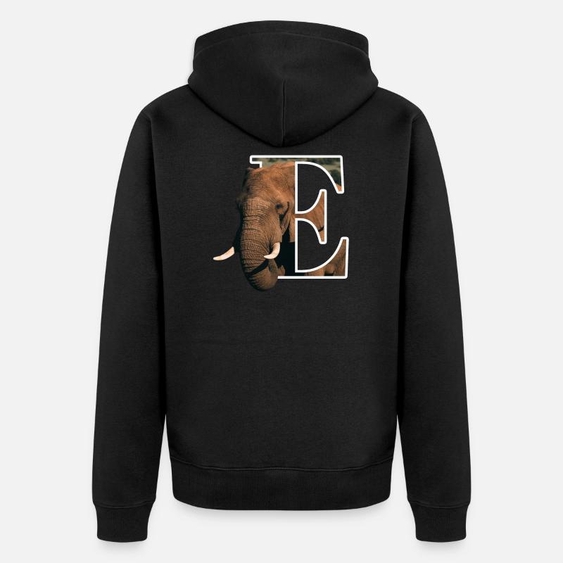 E Elephant alphabet animaux - Veste à capuche bio Premium Unisexe - noir