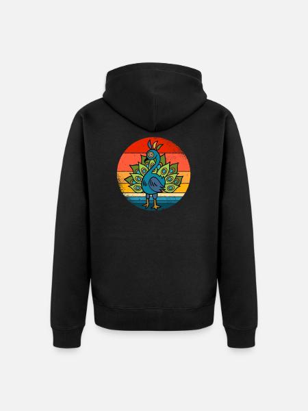 peacock - Unisex Premium Organic Zip Hoodie - black