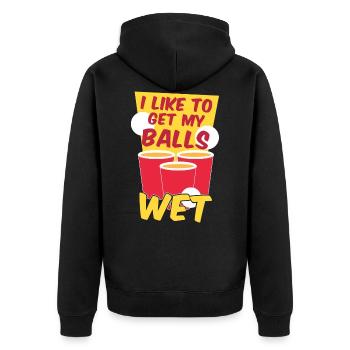 Cadeau de bière funepong roi Beerpong - Veste à capuche bio Premium Unisexe - noir - Dos - Nico (187cm)