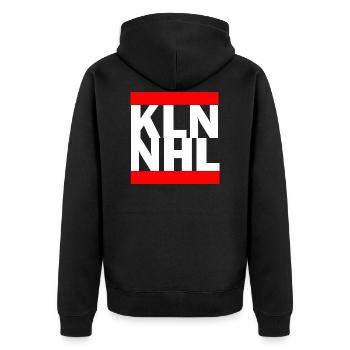 Köln Niehl Cologne - Unisex Premium Bio Zip Hoodie - Schwarz - Hinten - Nico (187cm)