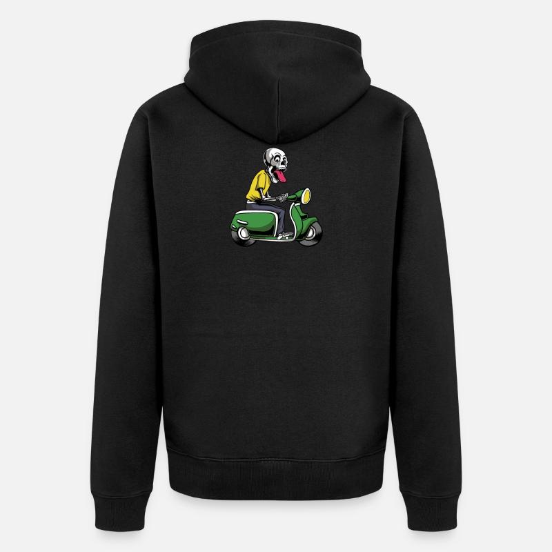 Motorroller Mofa Moped Roller - Unisex Premium Bio Zip Hoodie - Schwarz