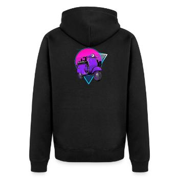 Retro Scooter Mofa Moped Vintage Roller - Unisex Premium Organic Zip Hoodie - black - Back - Nico (187cm)