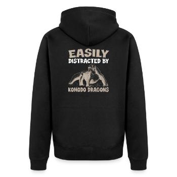 Komodowaran Echsenliebhaber - Unisex Premium Bio Zip Hoodie - Schwarz - Hinten - Nico (187cm)