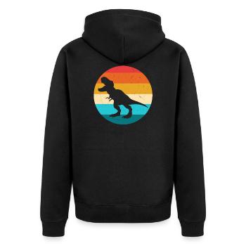 T-Rex - Unisex Premium Bio Zip Hoodie - Schwarz - Hinten - Nico (187cm)