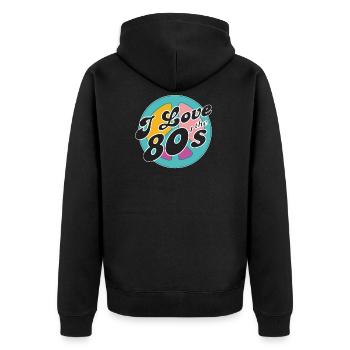 Retro 80s Era Vintage Eighties 80s - Unisex Premium Organic Zip Hoodie - black - Back - Nico (187cm)