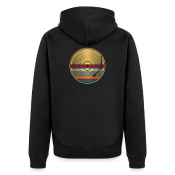 Retro Vinyl Schallplatte Plattensammler - Unisex Premium Bio Zip Hoodie - Schwarz - Hinten - Nico (187cm)