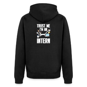 Praktikum Praktikant - Unisex Premium Bio Zip Hoodie - Schwarz - Hinten - Nico (187cm)