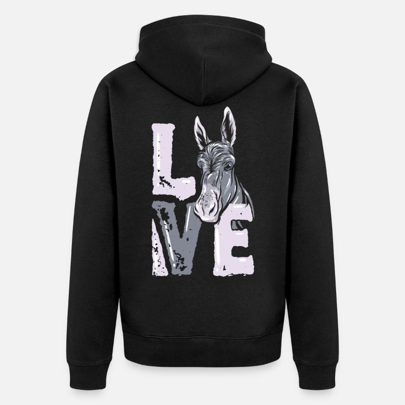 Âne - Veste à capuche bio Premium Unisexe - noir