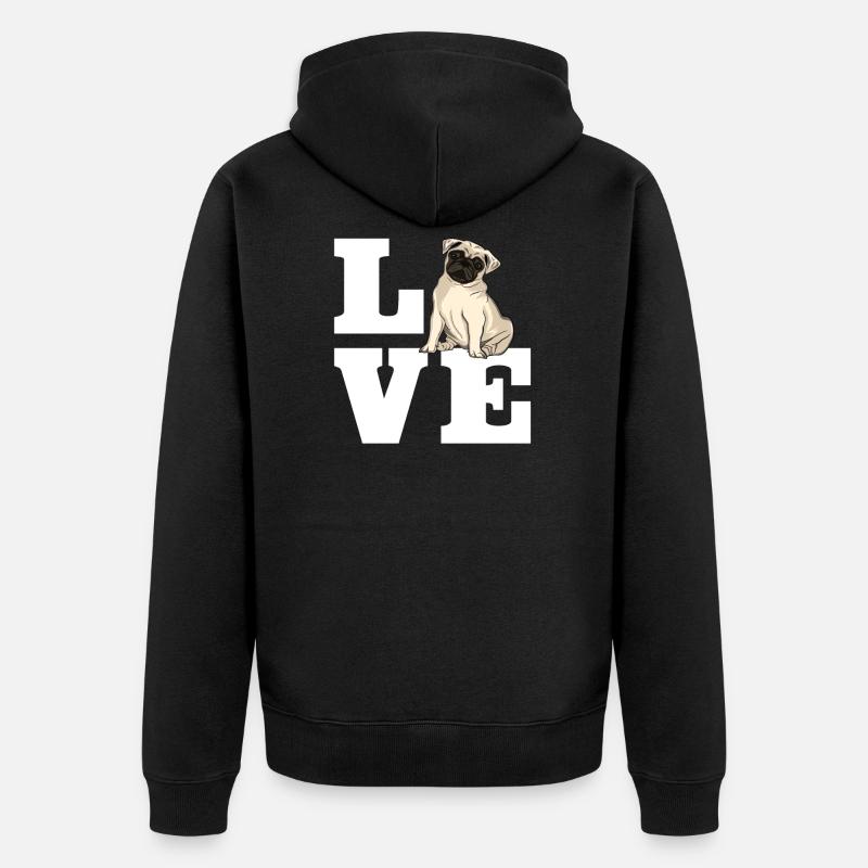Mops chien amour - Veste à capuche bio Premium Unisexe - noir