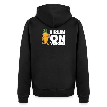 Veggie Gemüse Vegetarisch Vegetarier - Unisex Premium Bio Zip Hoodie - Schwarz - Hinten - Nico (187cm)