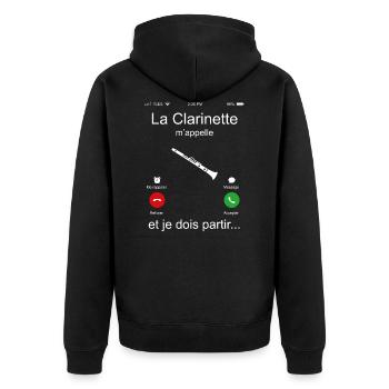 La Clarinette M'appelle Et Je Dois Partir - Veste à capuche bio Premium Unisexe - noir - Dos - Nico (187cm)