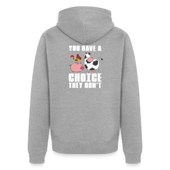 Légumes végétarien végétarien - Veste à capuche bio Premium Unisexe - gris chiné - Dos - Nico (187cm)