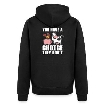Veggie Gemüse Vegetarisch Vegetarier - Unisex Premium Bio Zip Hoodie - Schwarz - Hinten - Nico (187cm)
