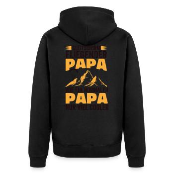 Gleitschirm Fliegender Papa Herren Paragliding - Unisex Premium Bio Zip Hoodie - Schwarz - Hinten - Nico (187cm)