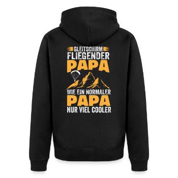 Gleitschirm Fliegender Papa Herren Paragliding - Unisex Premium Bio Zip Hoodie - Schwarz - Hinten - Nico (187cm)