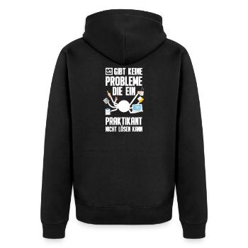 Praktikum Praktikant - Unisex Premium Bio Zip Hoodie - Schwarz - Hinten - Nico (187cm)