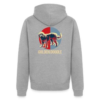 Golden Doodle - Unisex Premium Bio Zip Hoodie - Grau meliert - Hinten - Nico (187cm)