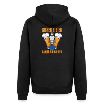 Tischfußball Kickern Tischkicker Wuzzler - Unisex Premium Bio Zip Hoodie - Schwarz - Hinten - Nico (187cm)