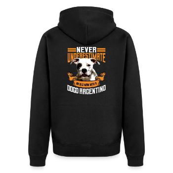Dogo Argentino cadeau hommes - Veste à capuche bio Premium Unisexe - noir - Dos - Nico (187cm)