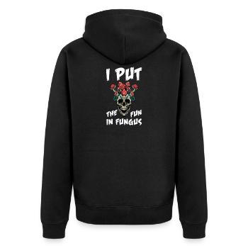 Mushroom picker Sponge Mushroom picker Mushroom finder collector - Unisex Premium Organic Zip Hoodie - black - Back - Nico (187cm)