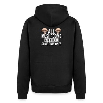 Mushroom picker Sponge Mushroom picker Mushroom finder collector - Unisex Premium Organic Zip Hoodie - black - Back - Nico (187cm)