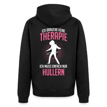 Hullern Therapie Hullerin Sportring Fitness - Unisex Premium Bio Zip Hoodie - Schwarz - Hinten - Nico (187cm)