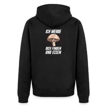 Pilze Pilzsammler Schwammerl Pilzsucher Sammler - Unisex Premium Bio Zip Hoodie - Schwarz - Hinten - Nico (187cm)