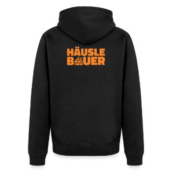 Bauherr - Unisex Premium Bio Zip Hoodie - Schwarz - Hinten - Nico (187cm)