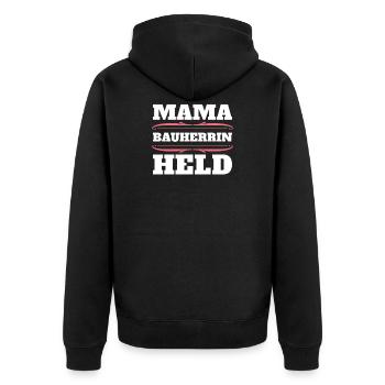 Bauherrin - Unisex Premium Bio Zip Hoodie - Schwarz - Hinten - Nico (187cm)