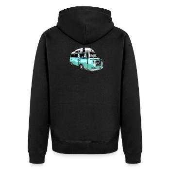 Camper Bus Caravan Camper Bus - Unisex Premium Bio Zip Hoodie - Schwarz - Hinten - Nico (187cm)
