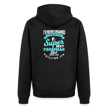 Angler - Unisex Premium Bio Zip Hoodie - Schwarz - Hinten - Nico (187cm)