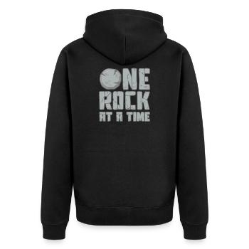 Geologist stones stone collector petrology - Unisex Premium Organic Zip Hoodie - black - Back - Nico (187cm)