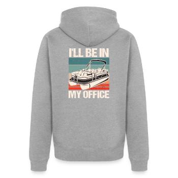 Pontoon Boat - Unisex Premium Organic Zip Hoodie - heather grey - Back - Nico (187cm)