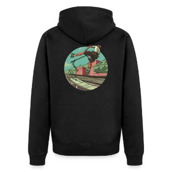 Scooter Stunt Scooter Street Trick Roller Stunt - Unisex Premium Bio Zip Hoodie - Schwarz - Hinten - Nico (187cm)