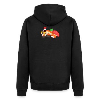 Sushi - Unisex Premium Bio Zip Hoodie - Schwarz - Hinten - Nico (187cm)
